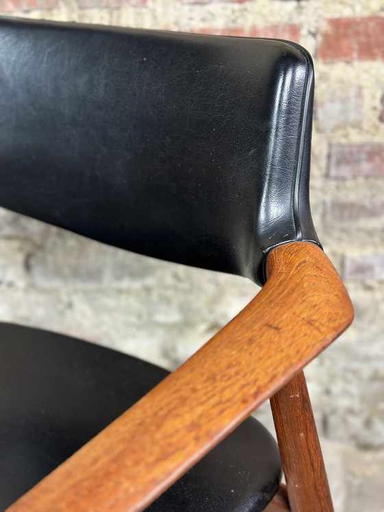 Image 1 of Scandinavian Teak And Skai Armchairs (Pair) Svend Aage Eriksen for Glostrup 60'S