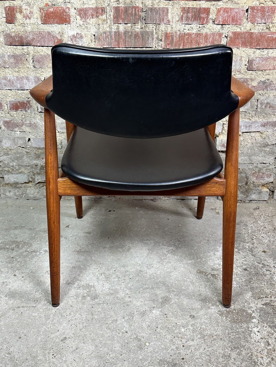 Image 1 of Scandinavian Teak And Skai Armchairs (Pair) Svend Aage Eriksen for Glostrup 60'S