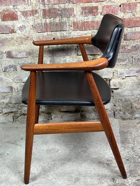 Image 1 of Scandinavian Teak And Skai Armchairs (Pair) Svend Aage Eriksen for Glostrup 60'S