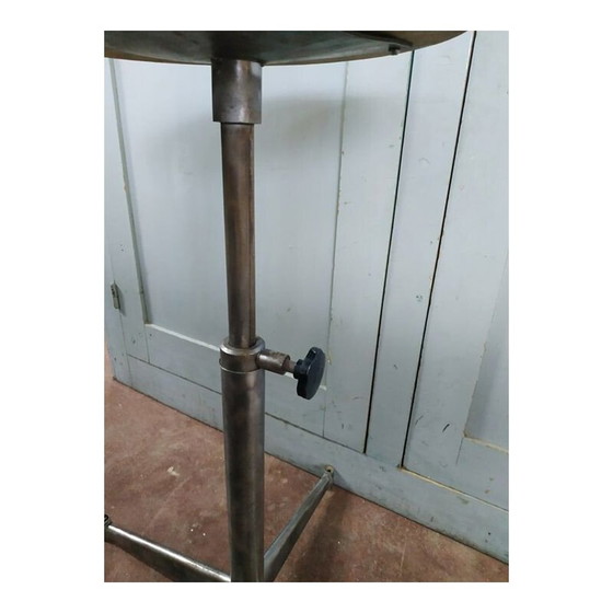 Image 1 of Vintage factory stool in brushed metal