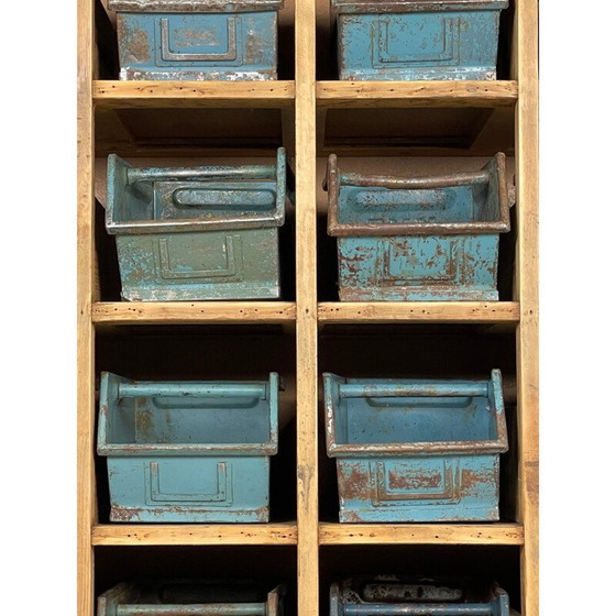 Image 1 of Vintage wooden storage cabinet with metal drawers