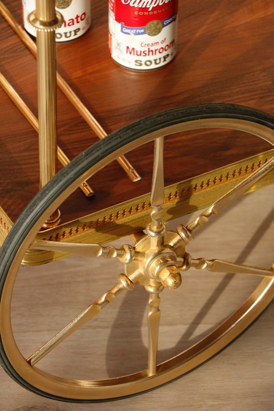 Image 1 of Desserte / Chariot De Bar - Années 50 - Walnut & Brass