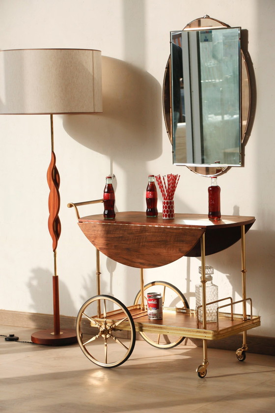 Image 1 of Desserte / Chariot De Bar - Années 50 - Walnut & Brass