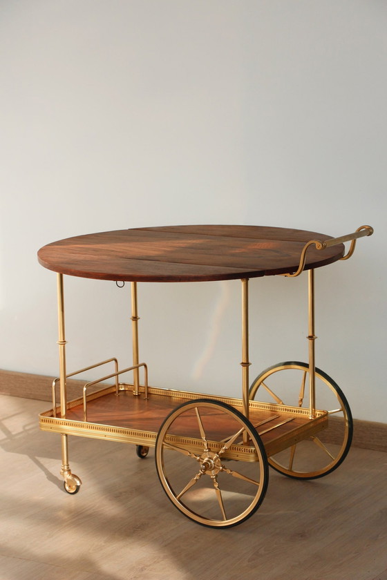 Image 1 of Desserte / Chariot De Bar - Années 50 - Walnut & Brass