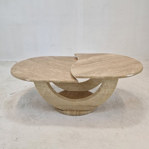 Vintage travertine coffee table, Italy 1980