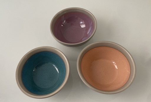 Set Of Three Colorful Bowls