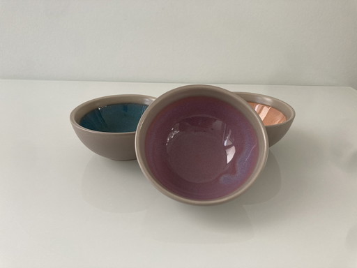 Set Of Three Colorful Bowls