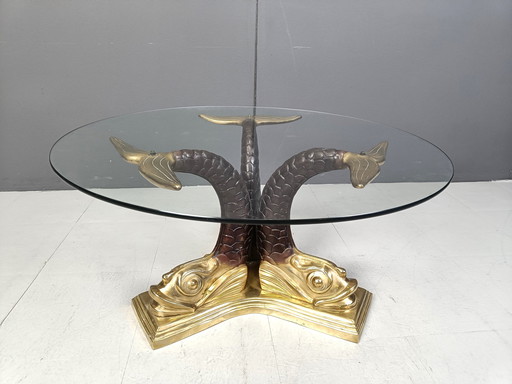 Table basse Koi en laiton, 1960S