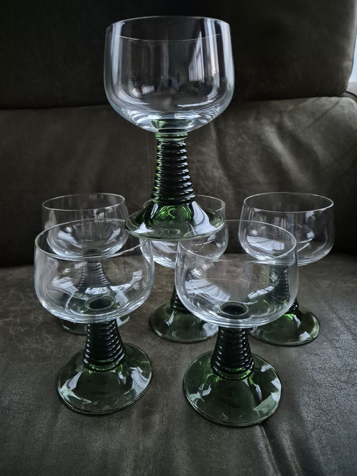 6 Roemer Wine Glasses