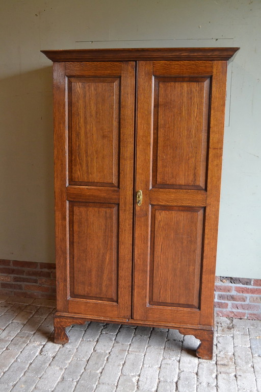 Sleek Antique English Oak Wood Cabinet.