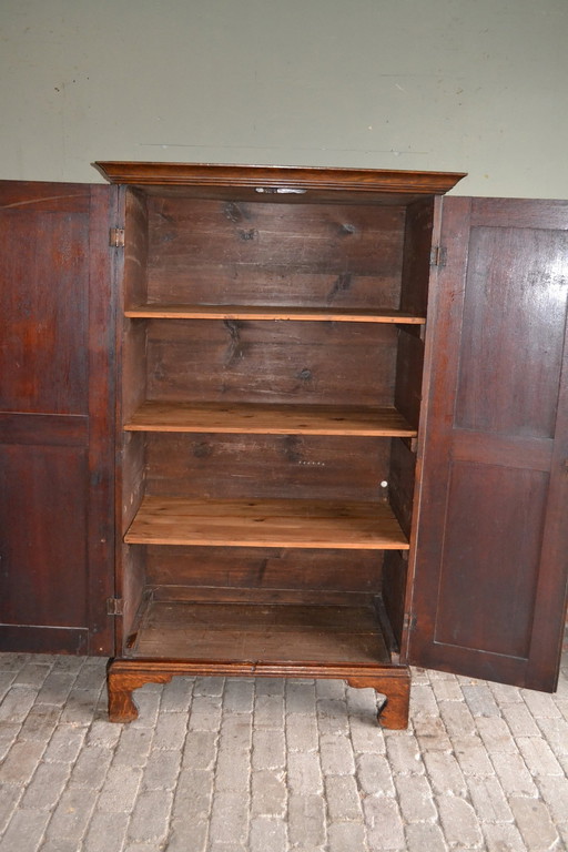 Sleek Antique English Oak Wood Cabinet.