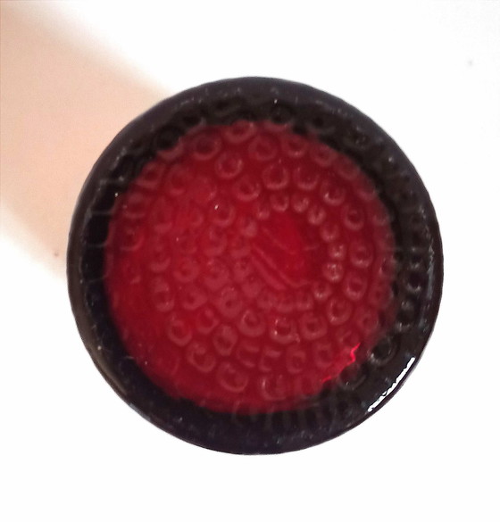 Image 1 of Vase Verrerie Polonaise Rouge Rubis Effet Nid D'Abeille Années 50 Height 35,3 Cm