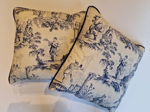 2 Cushions Toile De Jouy