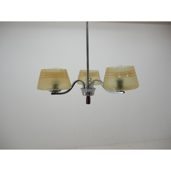 Image 1 of Lampadario vintage in cromo e vetro, Cecoslovacchia 1960