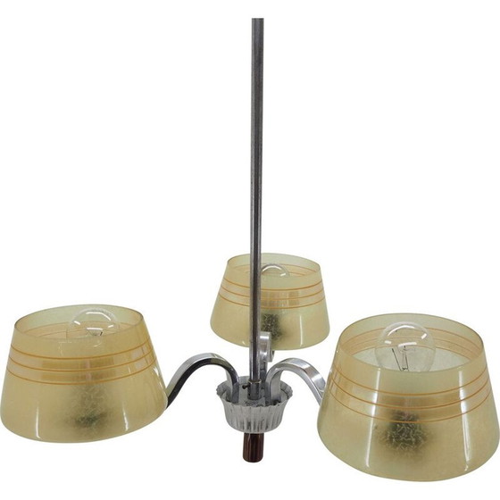 Image 1 of Lampadario vintage in cromo e vetro, Cecoslovacchia 1960
