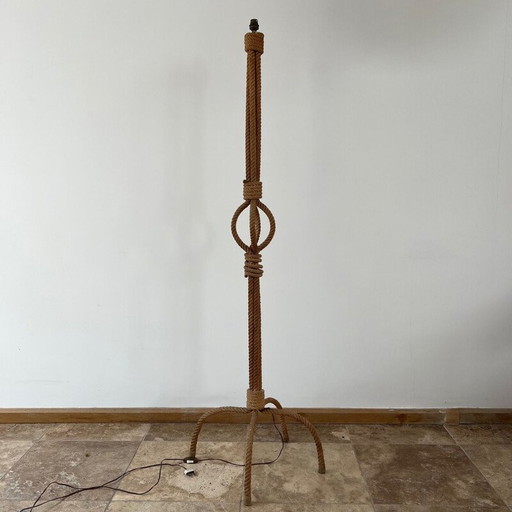 Vintage rope floor lamp by Audoux-Minet, France 1960