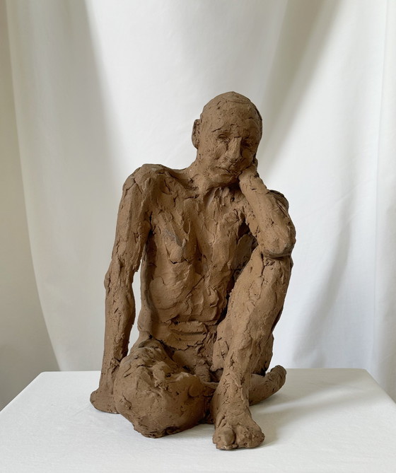 Image 1 of Yolande Ide - a terracotta sculpture of a naked man