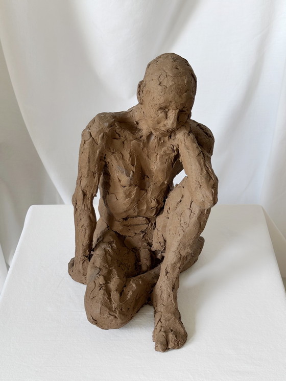 Image 1 of Yolande Ide - a terracotta sculpture of a naked man