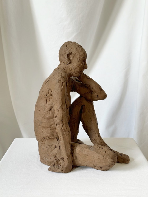 Image 1 of Yolande Ide - a terracotta sculpture of a naked man