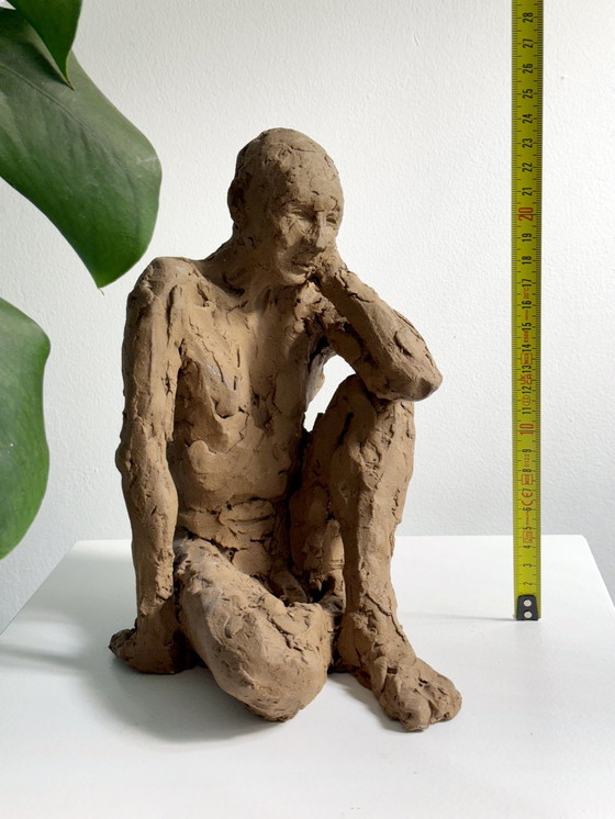 Image 1 of Yolande Ide - a terracotta sculpture of a naked man