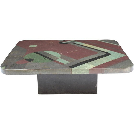 Image 1 of Vintage multi-colored coffee table by Pierre Elie Gardette, 1980