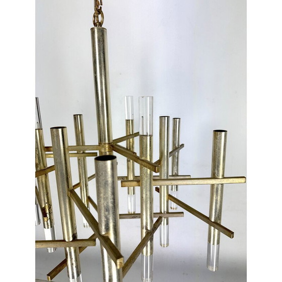 Image 1 of Vintage "Ice" chandelier in chrome steel for Sciolari with 9 lights, Italy 1960