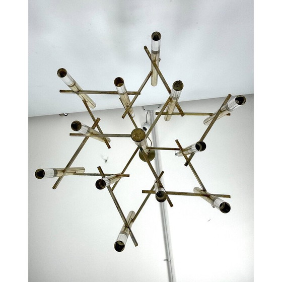 Image 1 of Vintage "Ice" chandelier in chrome steel for Sciolari with 9 lights, Italy 1960