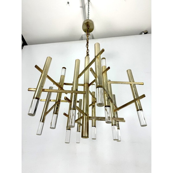 Image 1 of Vintage "Ice" chandelier in chrome steel for Sciolari with 9 lights, Italy 1960