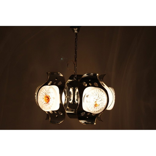 Vintage chandelier in metal and Murano glass for Mazzega, Italy 1970