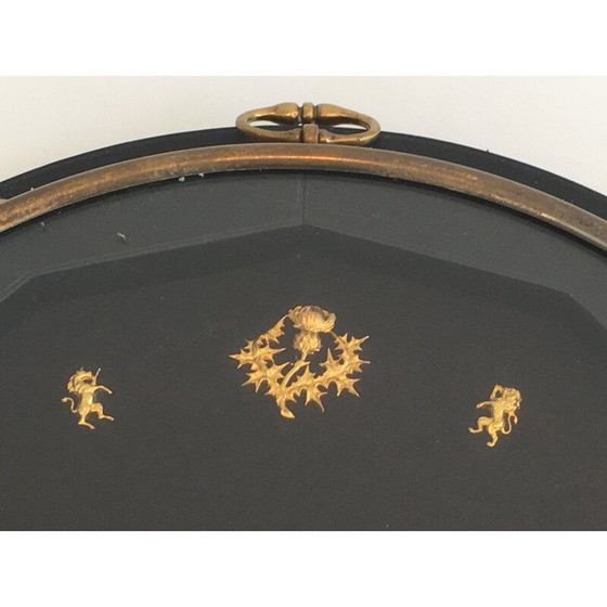 Image 1 of Orologio da parete vintage rotondo nero e oro, 1950