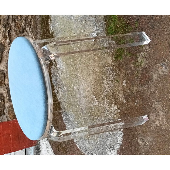 Image 1 of Sgabello vintage in plexiglas e velluto blu, 1980