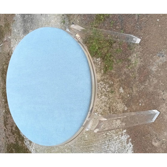 Image 1 of Sgabello vintage in plexiglas e velluto blu, 1980