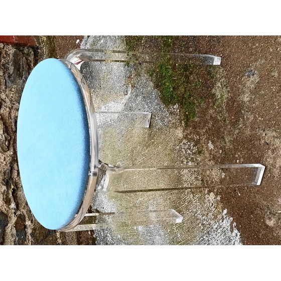 Image 1 of Sgabello vintage in plexiglas e velluto blu, 1980