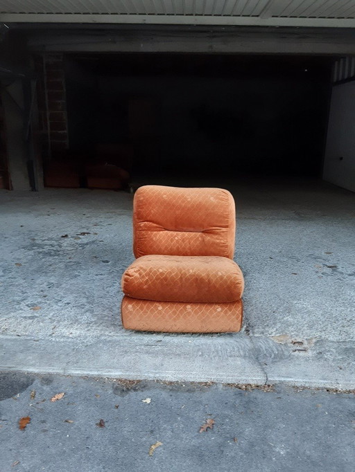 2/7 Orange chair Ligne Roset Pr M. Ducaroy Mod. Albany, Design Ép. Vintage
