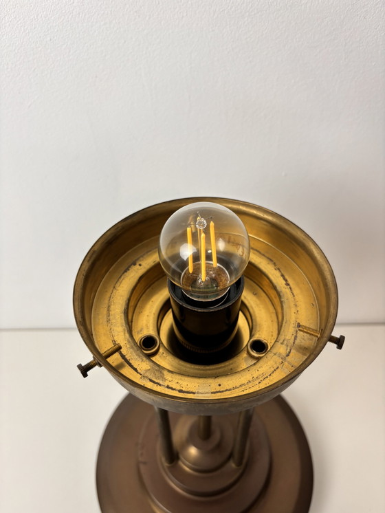 Image 1 of Art Deco Bronze Table Lamp With Marble Look Shade