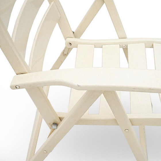 Image 1 of Pair of vintage solid wood folding outdoor chairs, Italy 1960