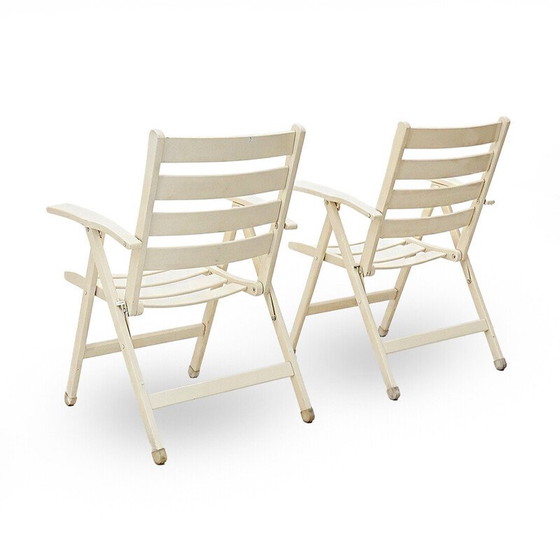 Image 1 of Pair of vintage solid wood folding outdoor chairs, Italy 1960
