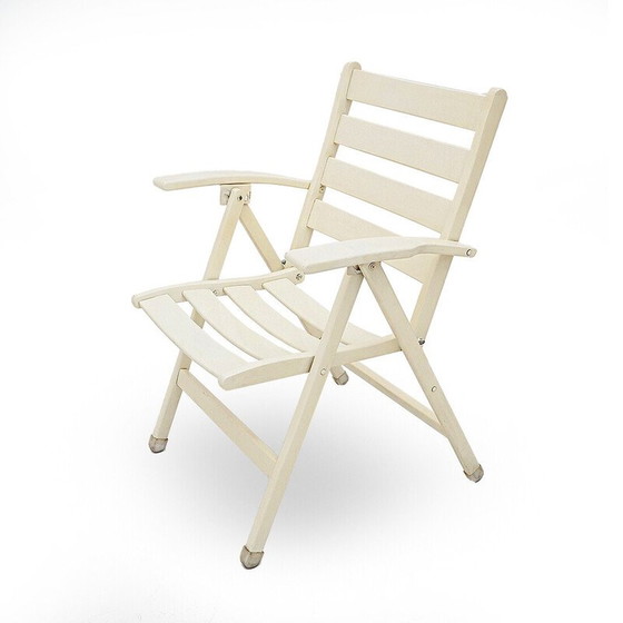 Image 1 of Pair of vintage solid wood folding outdoor chairs, Italy 1960