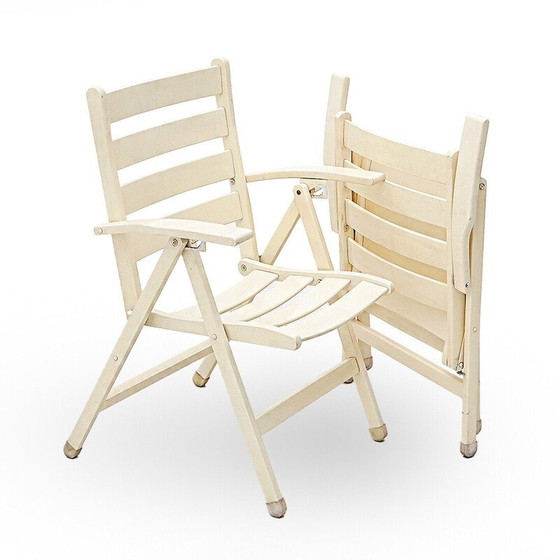 Image 1 of Pair of vintage solid wood folding outdoor chairs, Italy 1960