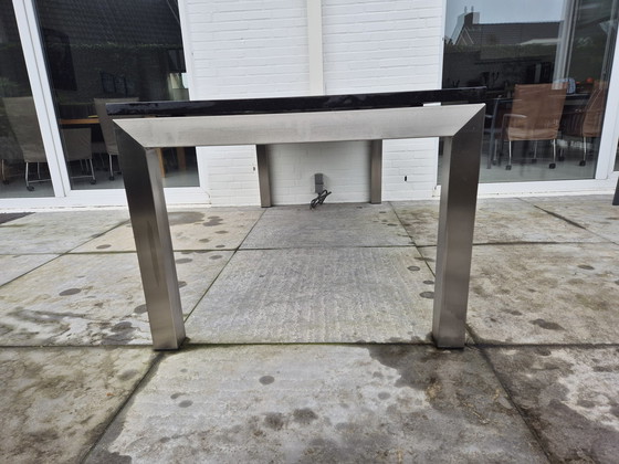 Image 1 of Garden Table Stainless Steel Frame Granite Top