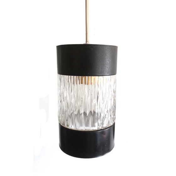 Image 1 of Mid-Century Ice Glass Pendant Lamp, 1950s