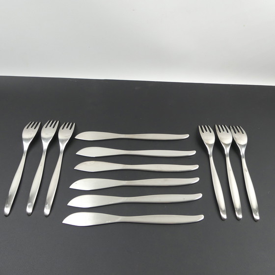 Image 1 of Wmf Stockholm fish cutlery set12 pieces, silverplated, Design Kurt Mayer