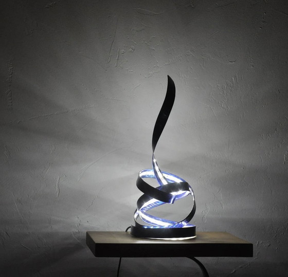 Image 1 of Handmade Blue Metal Table Lamp