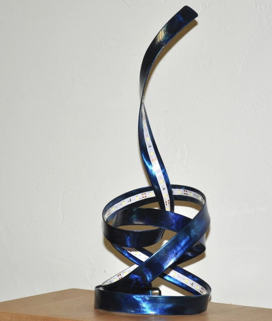 Image 1 of Handmade Blue Metal Table Lamp