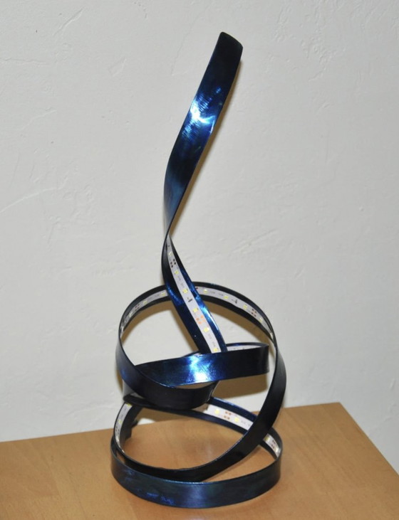 Image 1 of Handmade Blue Metal Table Lamp