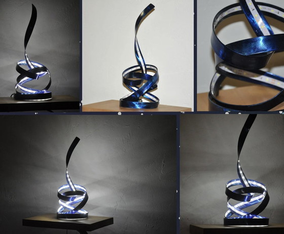 Image 1 of Handmade Blue Metal Table Lamp