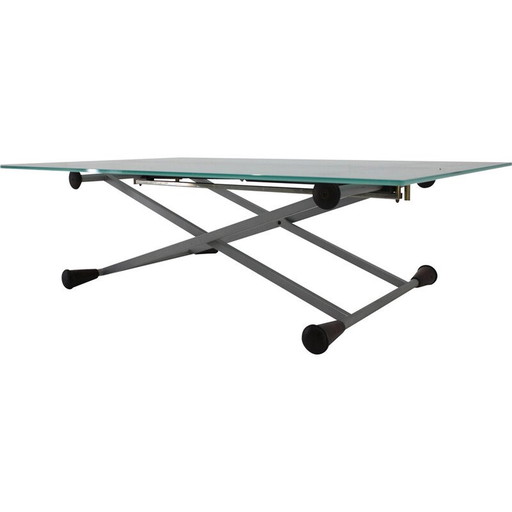 Vintage glass coffee table by Desalto, Italy 1990