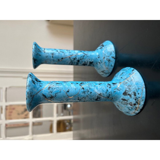 Image 1 of Pair of vintage porcelain candlesticks by Cb, 1980