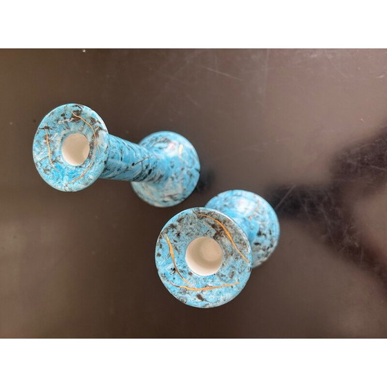 Image 1 of Pair of vintage porcelain candlesticks by Cb, 1980