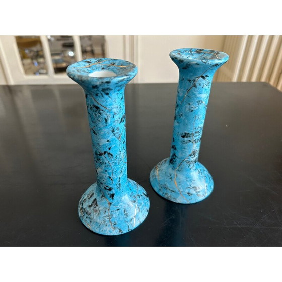 Image 1 of Pair of vintage porcelain candlesticks by Cb, 1980